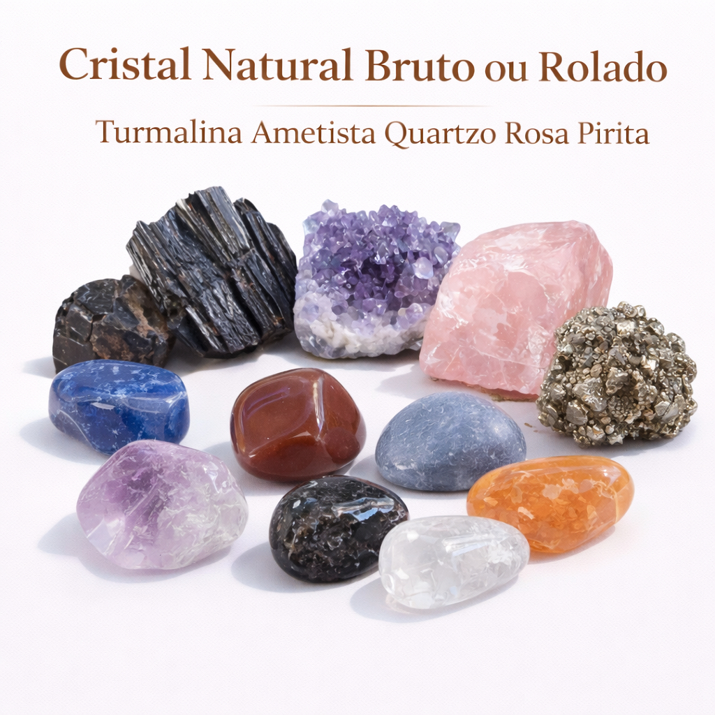 Cristal Natural Bruto ou Rolado Unitário Turmalina Ametista Quartzo Rosa Pirita 1 a 6cm Envio Rápido