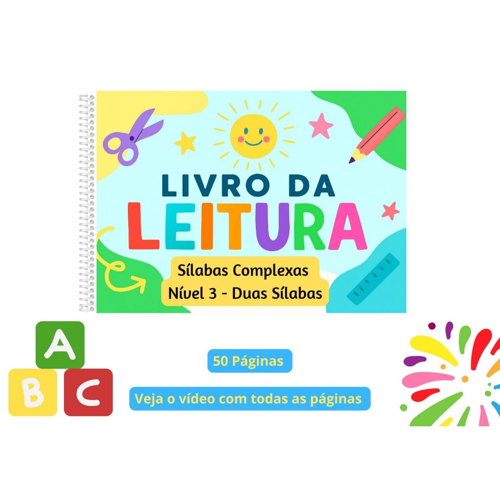 Apostila de Atividades Silabas Complexas (duas Sílabas) Nível 3  com 50 Paginas