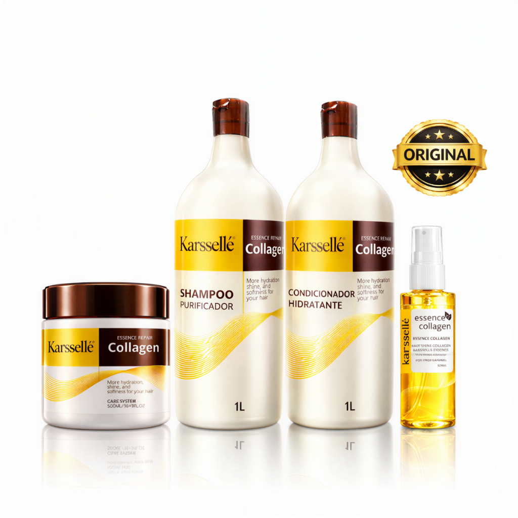 Kit Shampoo + Cond Purificador 1L Máscara Hidratação 500g Óleo Reparador 60ml Karsellé