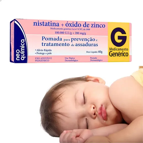 Pomada para Assadura Nistatina + Ox de Zinco - 1 Unidade 60g Prevenção Assaduras Barreira Protetora