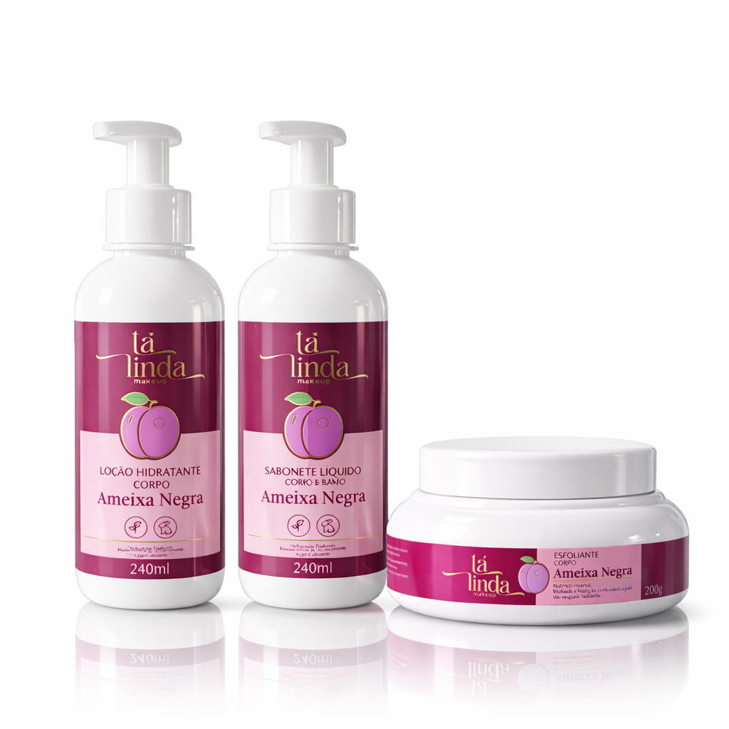 Kit Corporal Ameixa Negra Ta Linda Hidratante 240ml + Sabonete 240ml + Esfoliante 200g