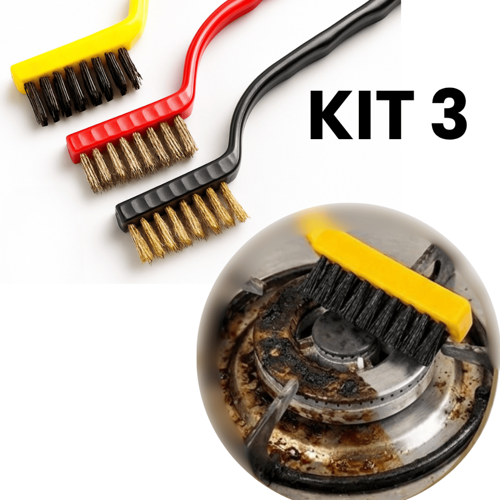 Escovas de Aço Multiuso Kit Metal e Nylon Limpeza Pesada Forno Grelha Fogão Profissional