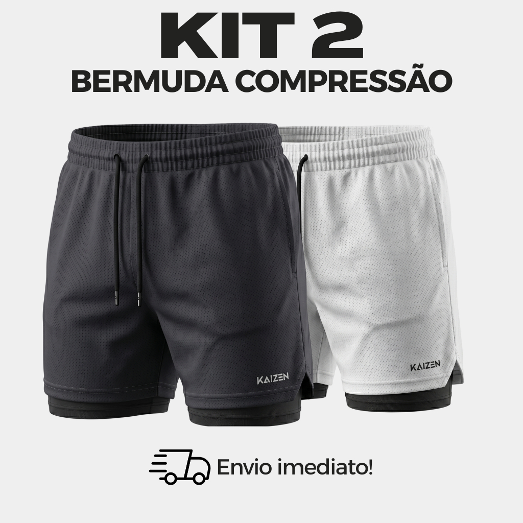 kit 2 bermudas academia shorts 2 em 1  para treinar esporte fitnes MOVE FIT