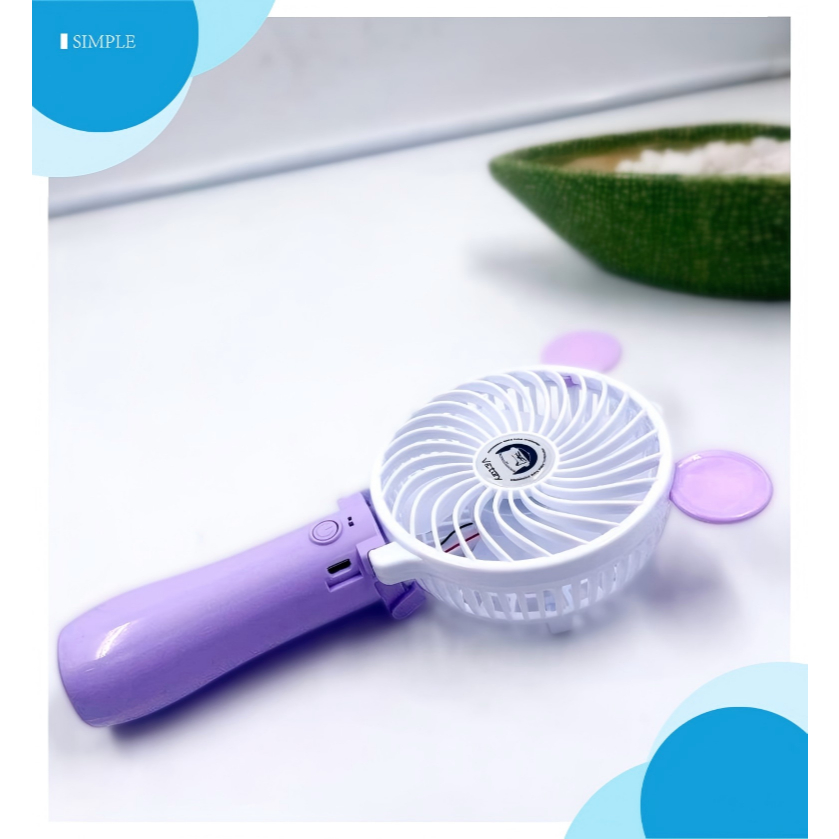 Ventilador Portátil USB Recarregável Mini/ com Suporte Mesa e Mão Silencioso Compacto Ajustável