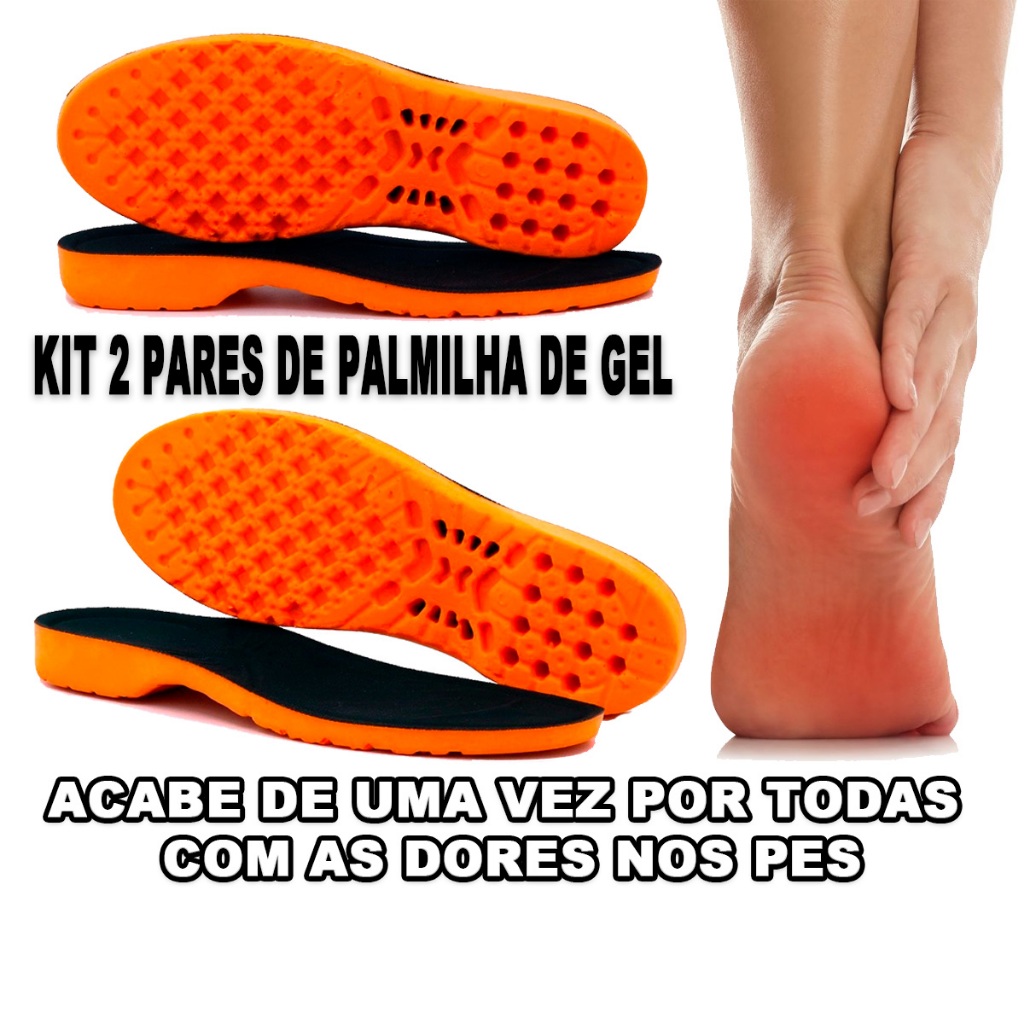 KIT 2 PARES DE PALMILHA ORTOPÉDICA DE GEL
