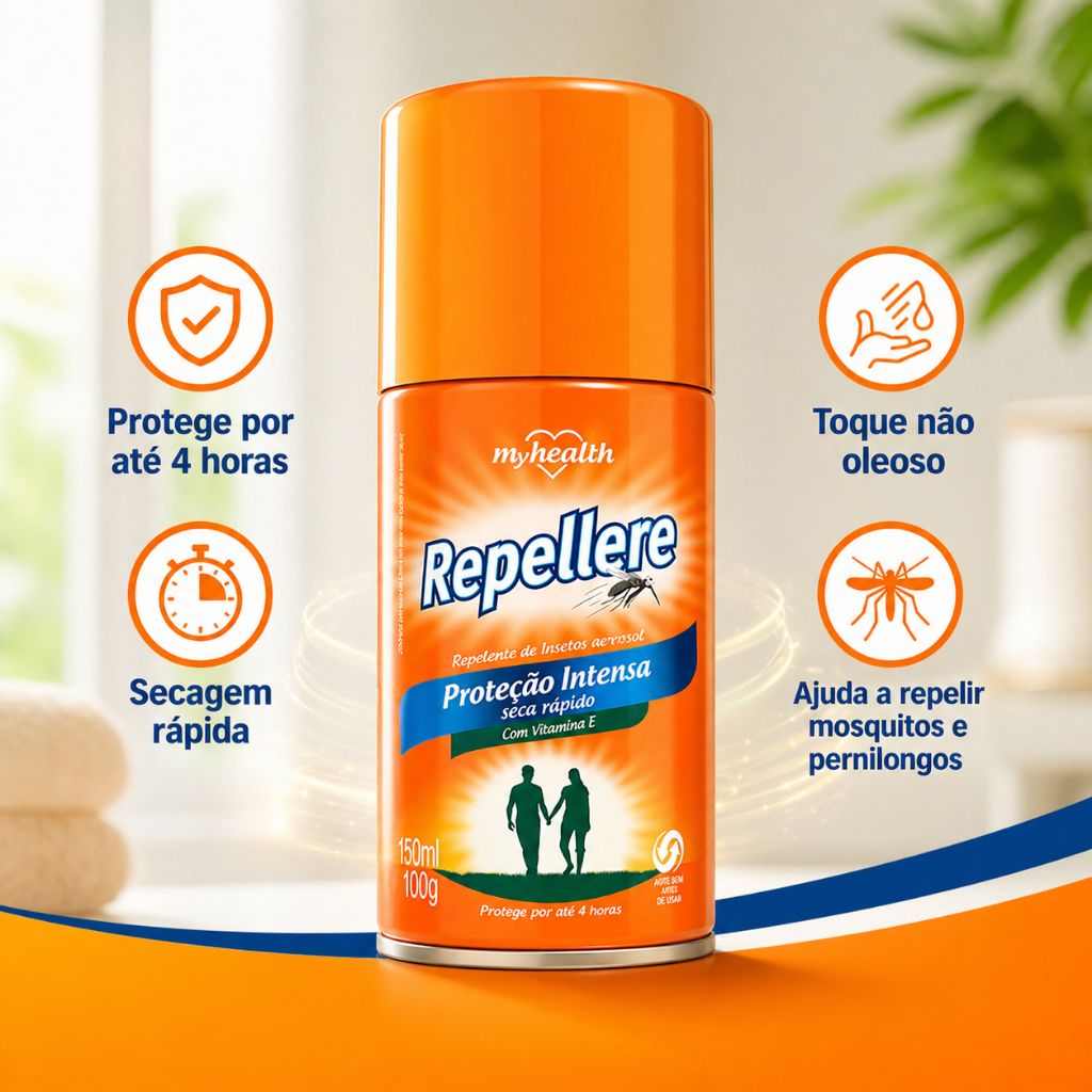 Repelente Aerosol Repellere 150ml My Health Proteção 4h Secagem Rápida Anti Mosquitos Leve e Prático