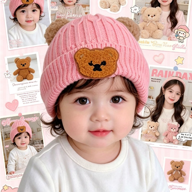 Inverno Bebê 1 ao 3 anos ( GORRO ) Dos Desenhos Animados Urso Proteção De Orelha Malha Para Da Criança. Oferta