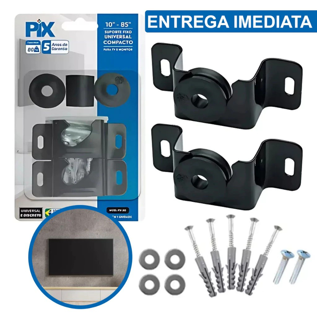 KIT 2 Suporte Universal Fixo Para Smart TV LED LCD 4K Parede Painel 10 a 85 Polegadas