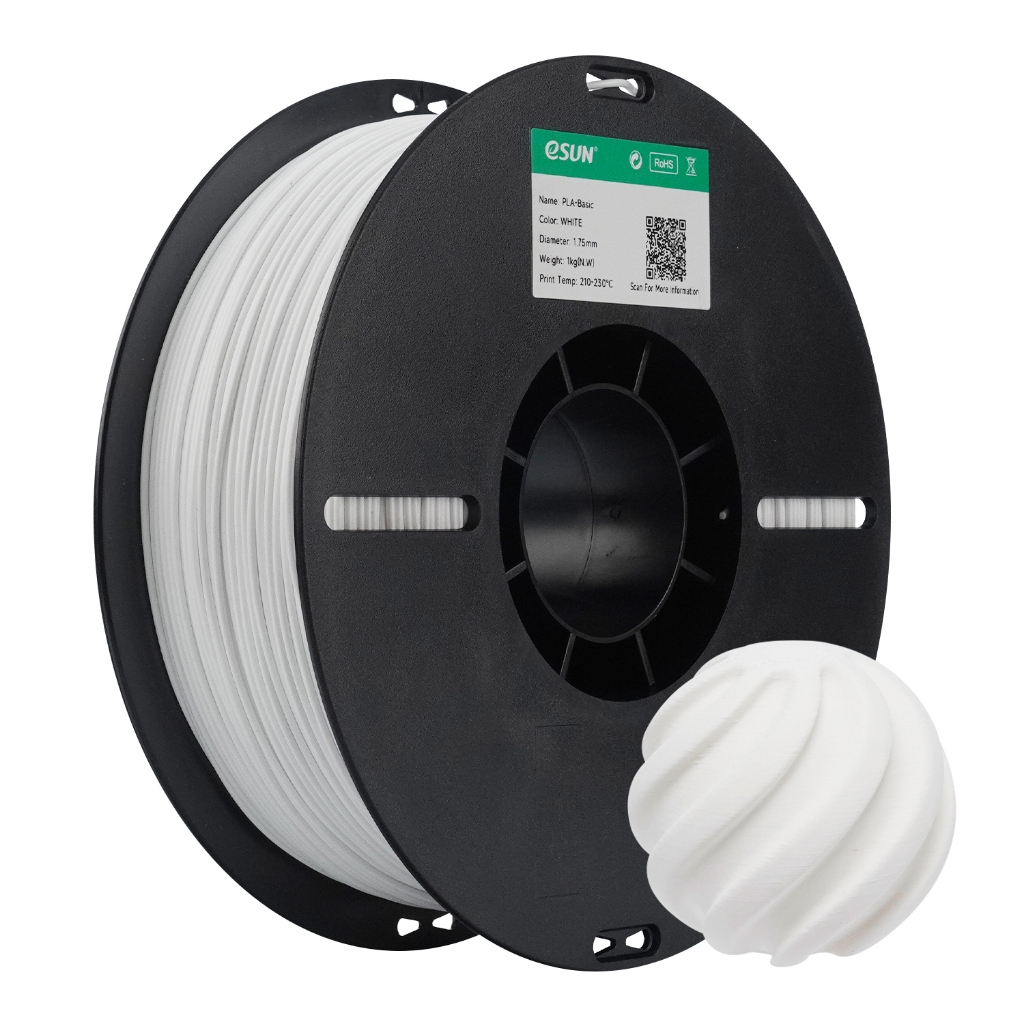 Filamento PLA ESUN para Impressora 3D - Cor Branco 1kg - 1,75mm