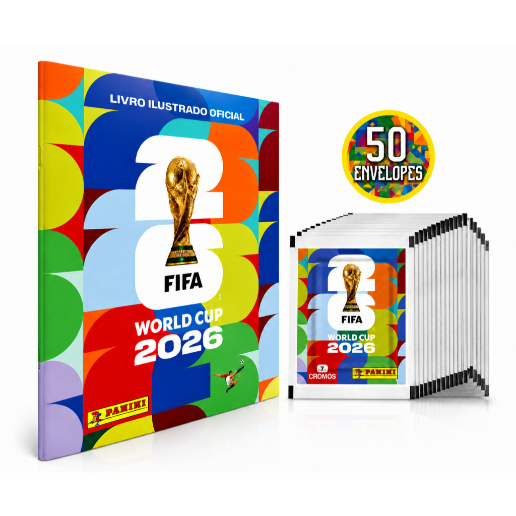 Kit Álbum Oficial Copa Do Mundo FIFA 2026 + 35/40/50 Envelopes C/ 245/280/350 Figurinhas Lacradas Pronta Entrega