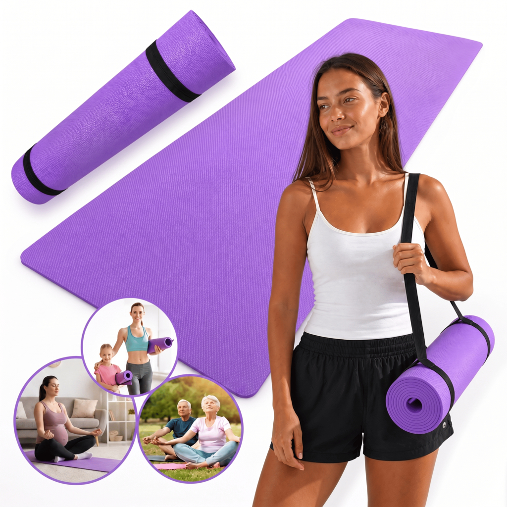 Tapete Tatame Esteira Para Yoga Exercícios Físicos 1,7m x 60cm x 5mm Academia Meditação Treino