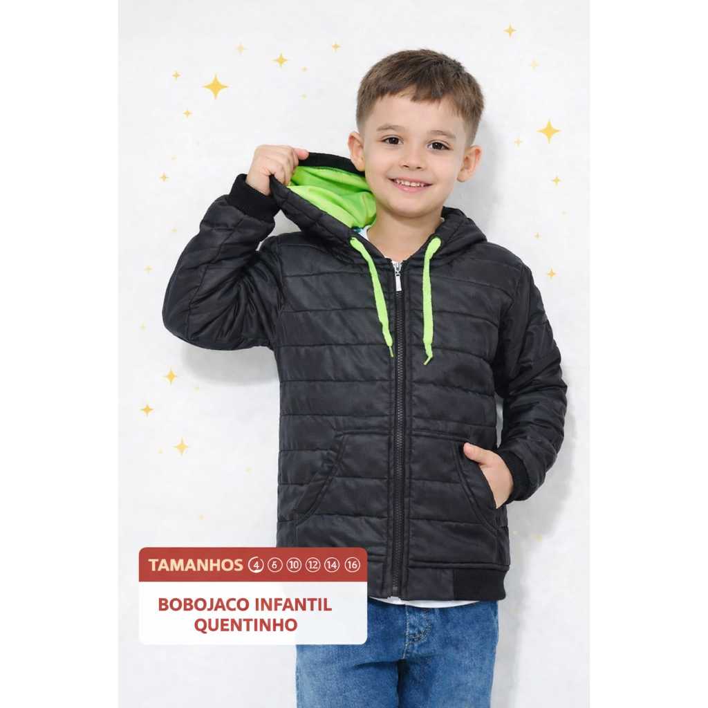 Casaco Bobojaco Infantil Infantojuvenil com Capuz ENVIO RÁPIDO Moda Inverno