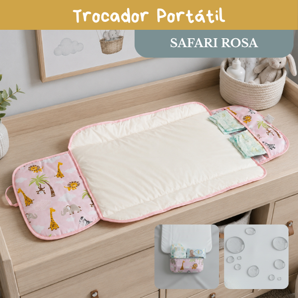 Trocador De Fralda Portátil Impermeável Dobrável Lindas Estampas Menino E Menina