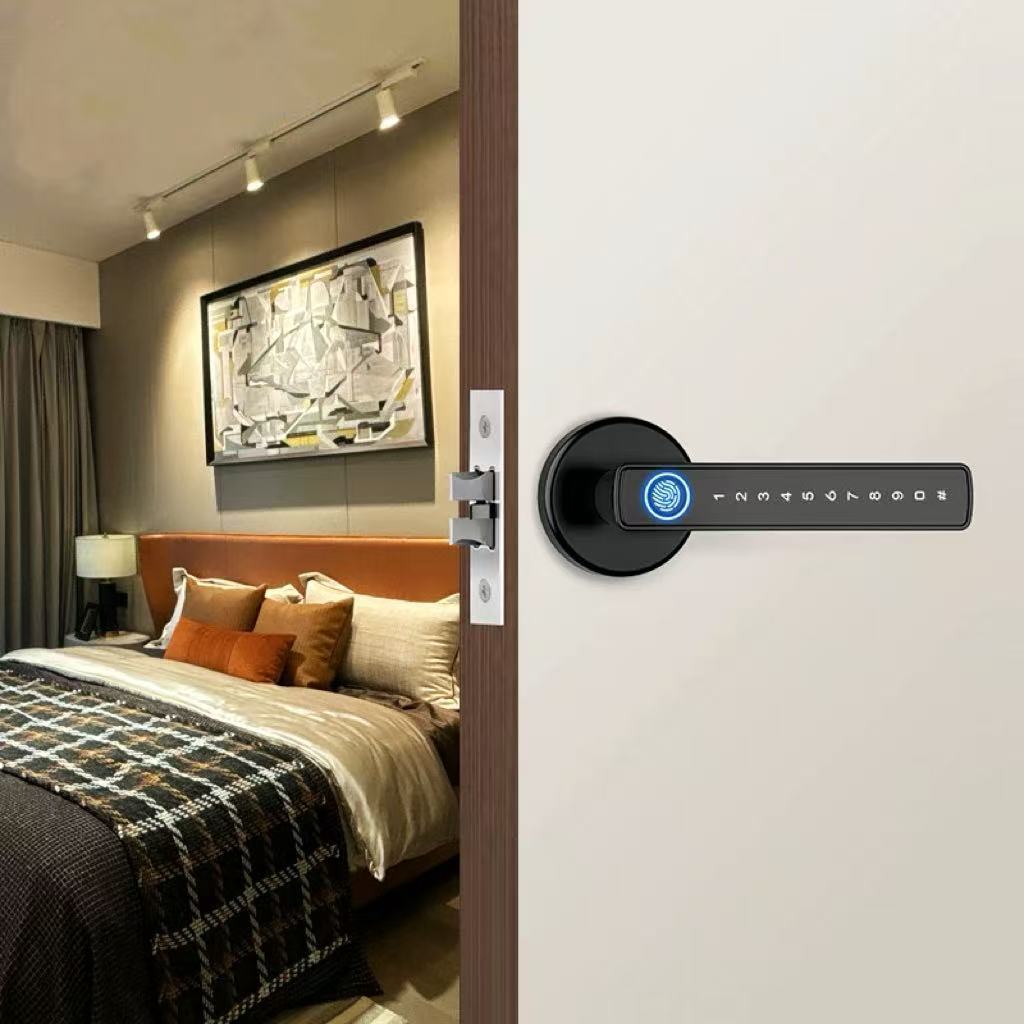 Fechadura Inteligente RAYKUBE Biométrica + Senha + Bluetooth | Controle pelo App Tuya Smartlife | Desbloqueio Rápido