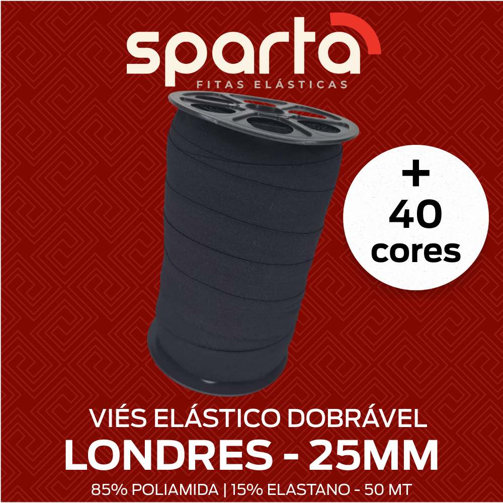 Viés Dobrável LONDRES 25mm Elástico de Poliamida com 50 metros para Lingerie