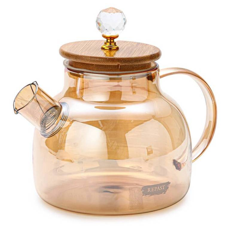 Chaleira Bule De Vidro Com Infusor Chá Direto Ao Fogo Resistente Ao Calor 1Litro