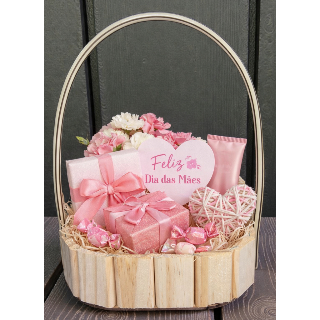 Kit 10 Cestos Oval 18cm Fraldeira Pinus Decorativo Presente Dia das Mães