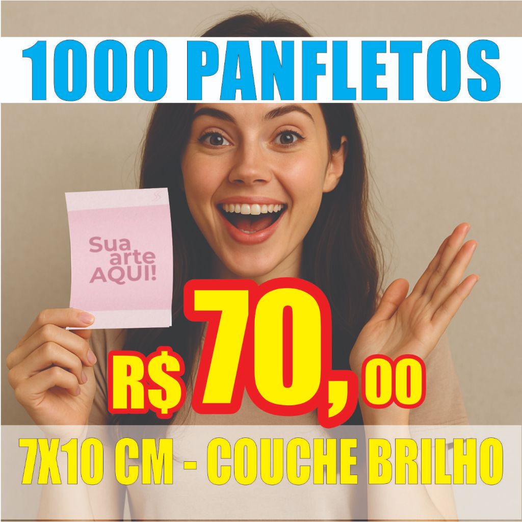 1000 MINI PANFLETOS, FLYER, COUCHE BRILHO