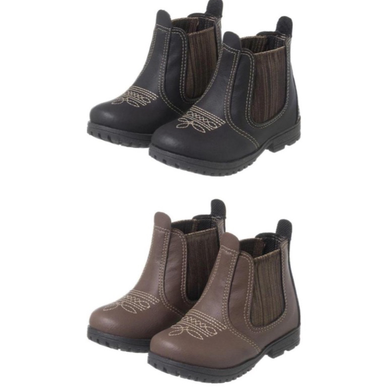 Bota Jeca Infantil Country Roça Rodeio Marrom Preta Jequinha
