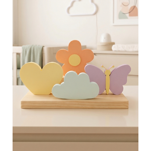 Kit Decoração Quarto Infantil Bebê Nuvem Coração Flor Borboleta Candy Color