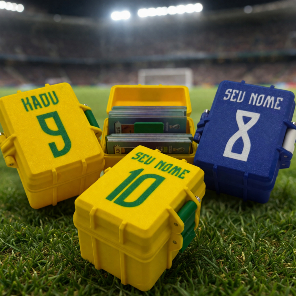Caixa Porta Figurinhas Copa do Mundo - Nome e Número Personalizado - Mais de 250 Figurinhas