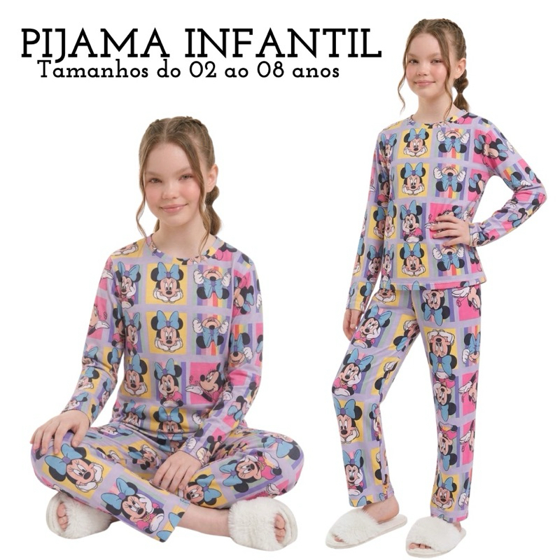 Pijama Manga Longa Infantil Calça Menina