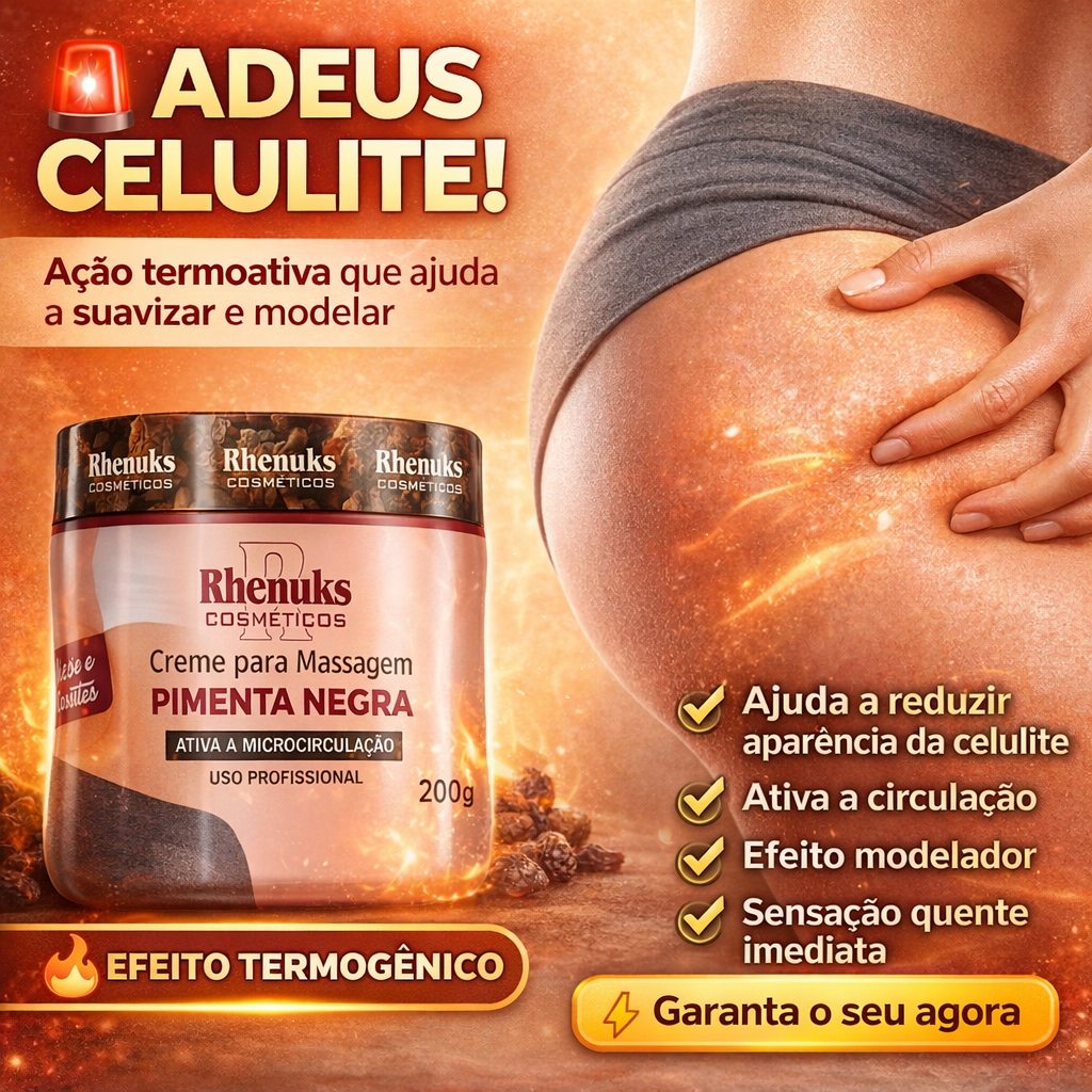 Gel Pimenta Negra Para Celulite Redutor de Medidas Creme Termoativo Modelador Pele Lisa e Firme