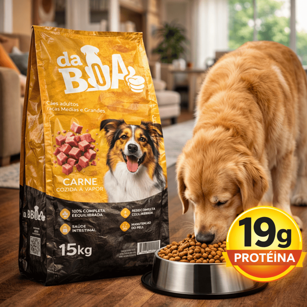 Ração DaBoa Cães Adultos Médios e Grandes Sabor Carne 15kg