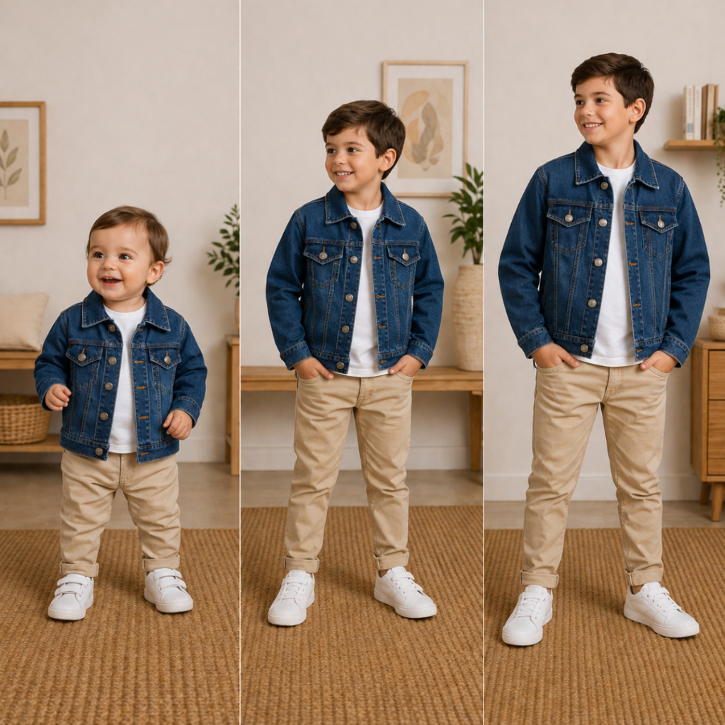 Jaqueta Jeans Infantil Masculina com Elastano Confortável 1 ao 16