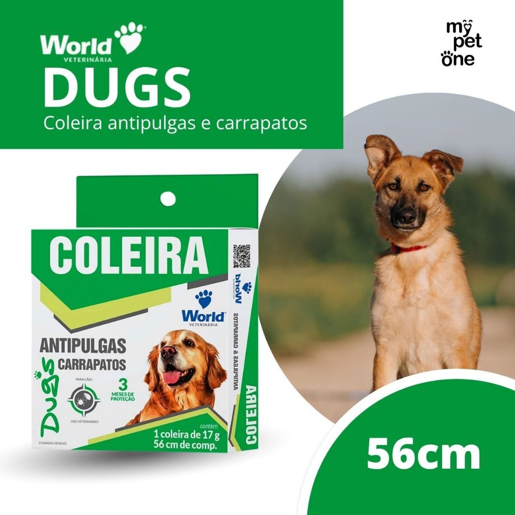 Coleira World Dug's 17g Antipulgas para Cães - 56cm