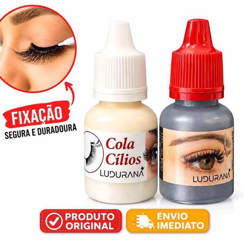 Cola para Cílios Ludurana 10ml Transparente ou Preta Fixação Forte Profissional