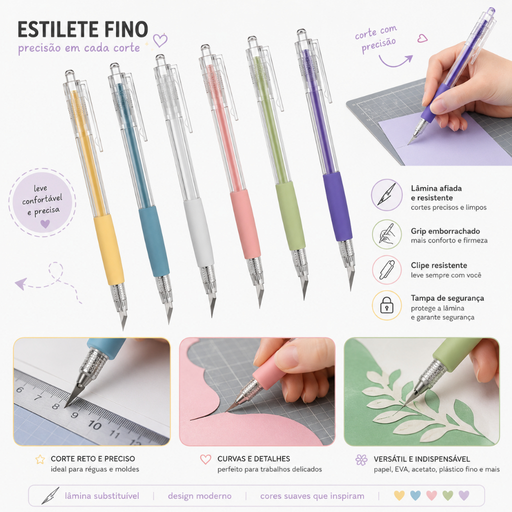 Caneta Estilete de Precisão Corte Artesanato Scrapbook Papel EVA Cartão DIY