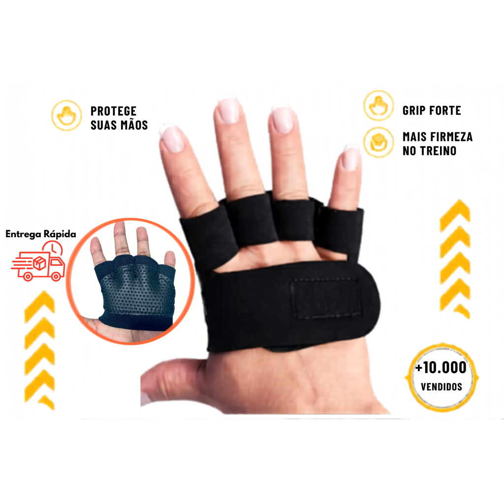 Luva Academia Anticalo Grip Forte Treino Musculação Crossfit Conforto PAR Meia luva