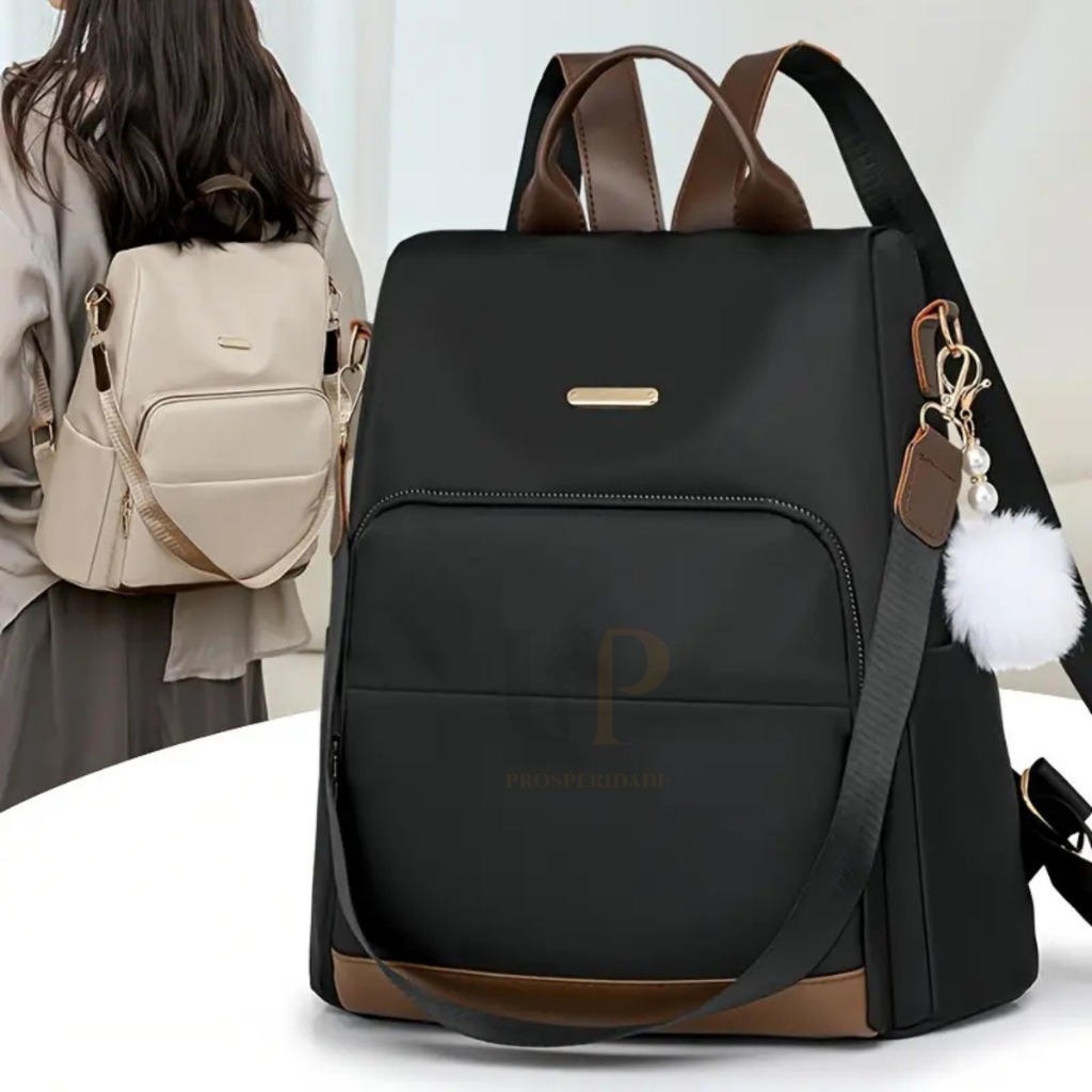 Bolsa Mochila Antifurto Feminina de Viagem de Grande Capacidade Bolsa de Lona Versátil com Alça Transversal