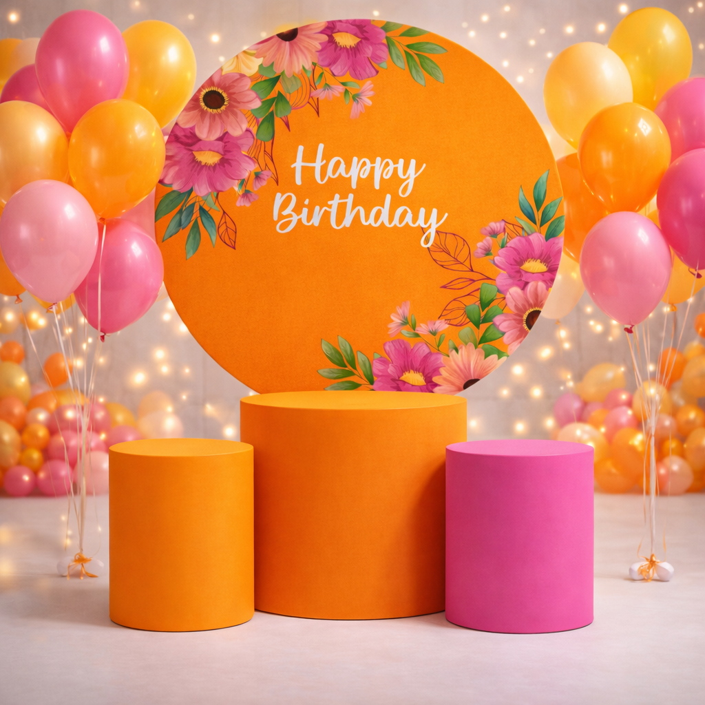 Painel De Festa E Capa Cilindro Decoração Sublimado Com elástico Festa Feliz Aniversario