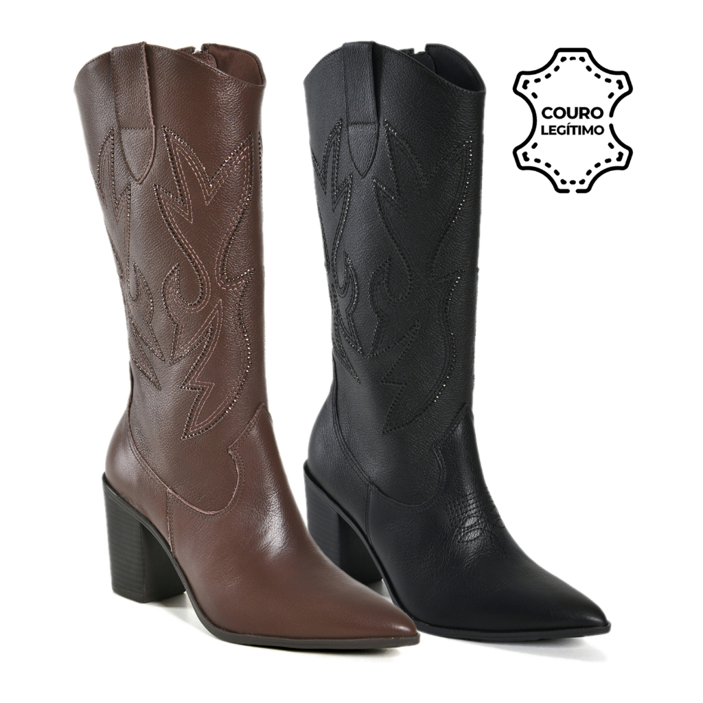 Bota Feminina Via Marte Texana Couro Country 079-013-02
