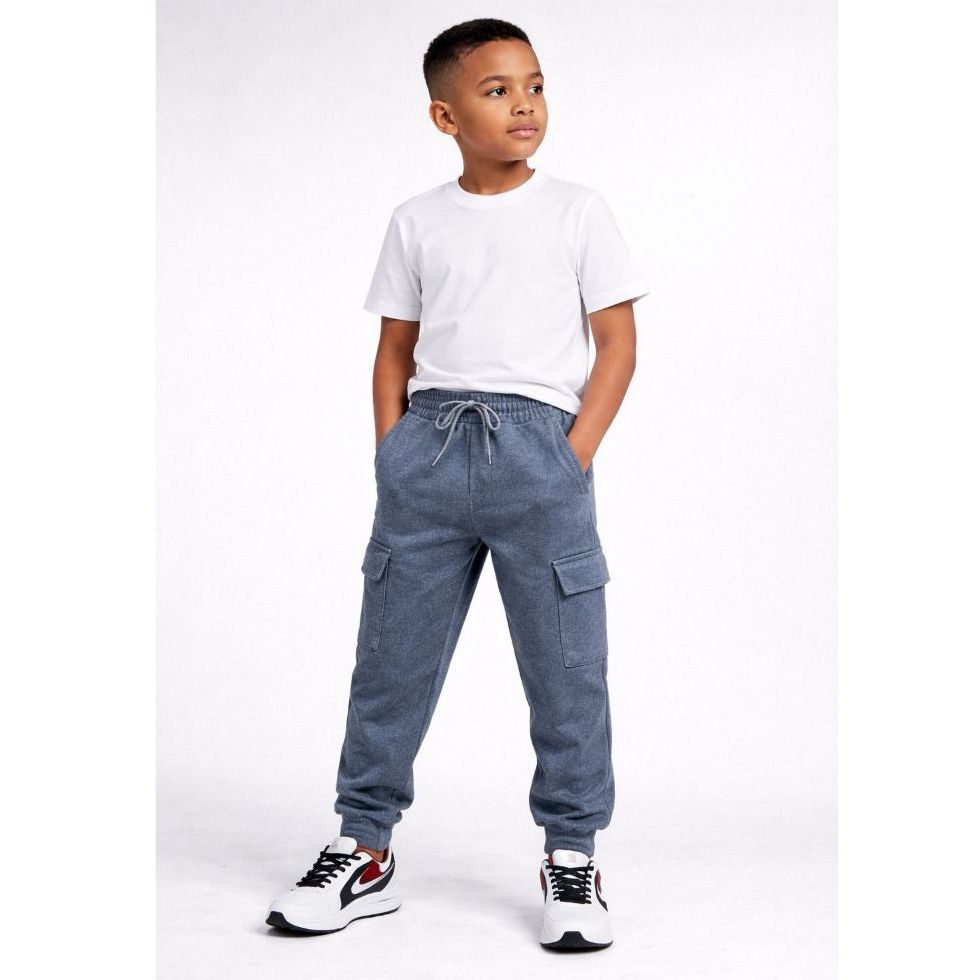Calça Moletom Masculino Infantil Juvenil para Menino Peluciado Punho Cordão Bolso Cargo Confortável Algodão 08 até 16