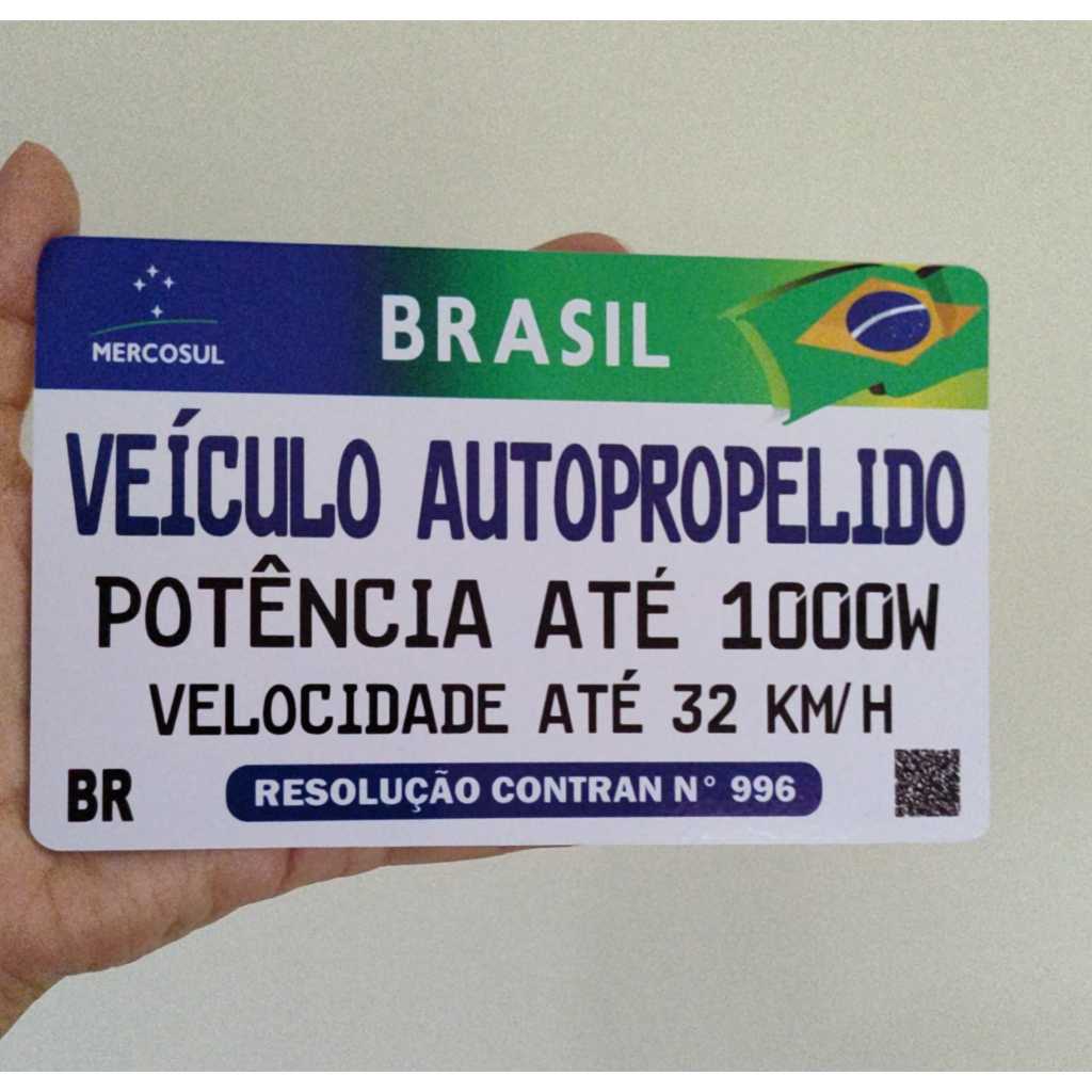 Placa  PVC Bike Elétrica Scooter Autopropelido 16x10 cm