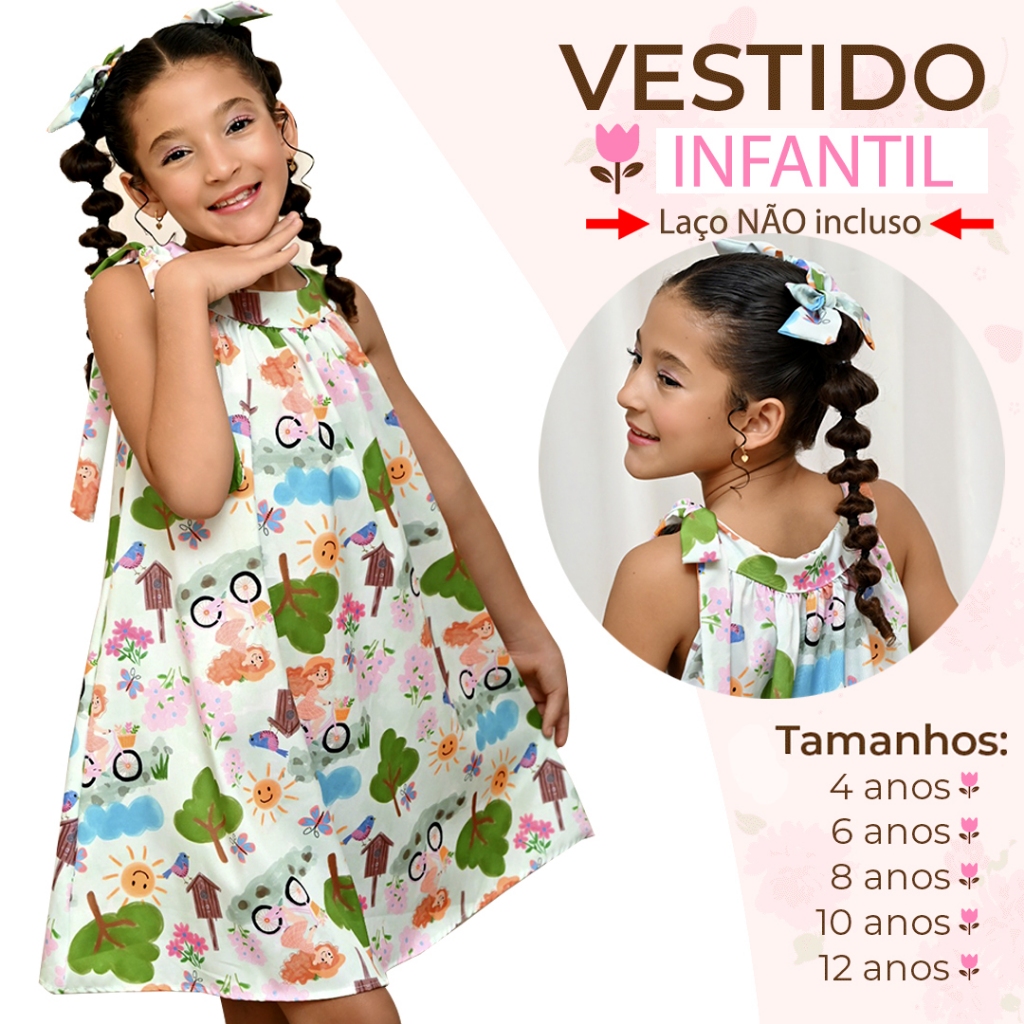 Vestido Infantil Bloguerinha Tendência Junino Xadrez Delicado Lançamento Exclusivo Novidade 4 a 12 Anos