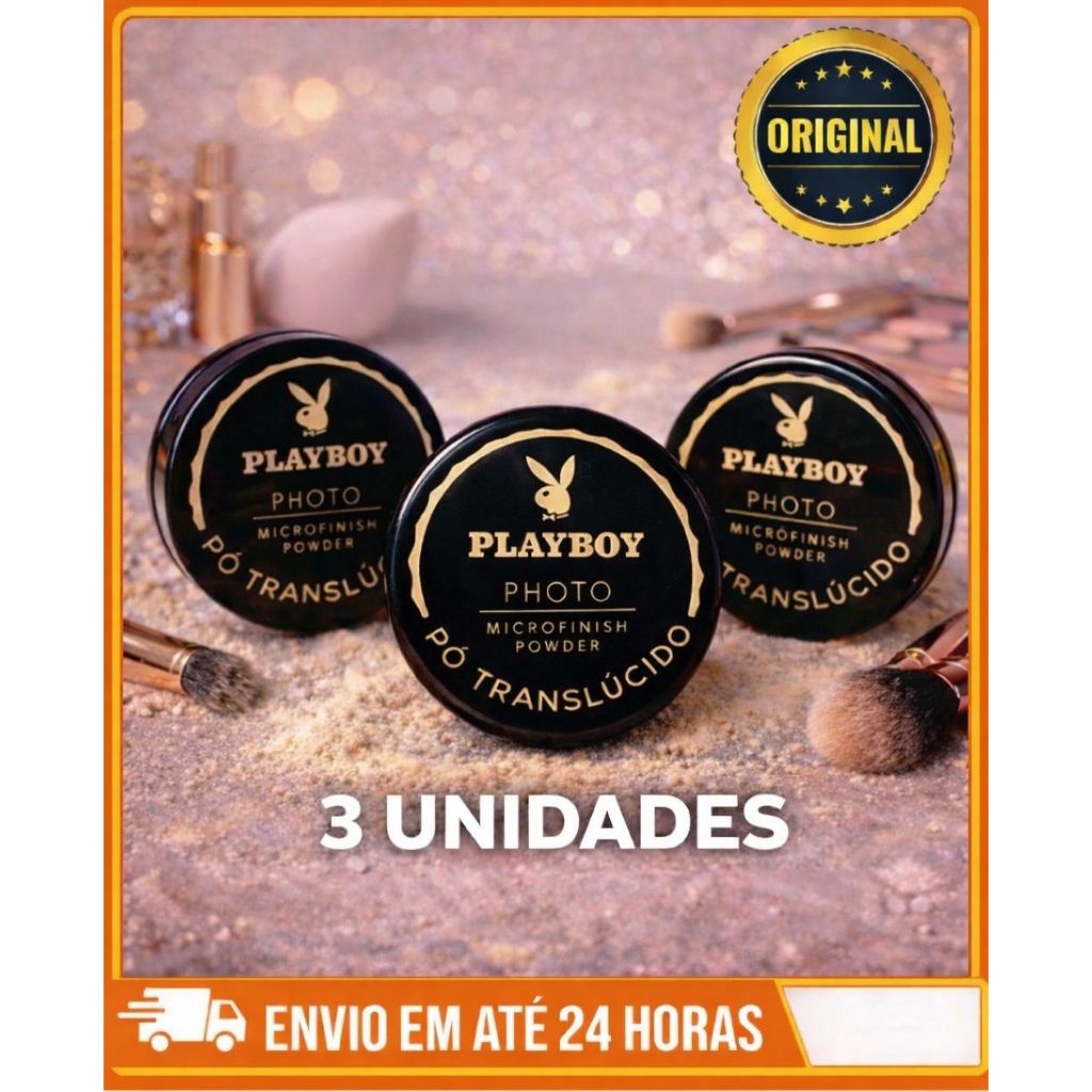 Kit 3 Pó Translúcido Playboy Ultrafino Matte Waterproof Não Estoura Flash Cores 01 02 03