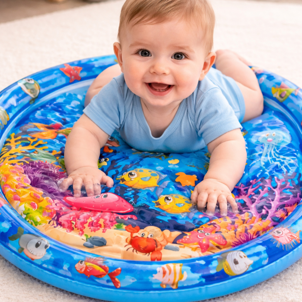 Tapete Sensorial Infantil Inflavel e com Agua Bebe Tummy Time Sensorial Menino Menina Unissex