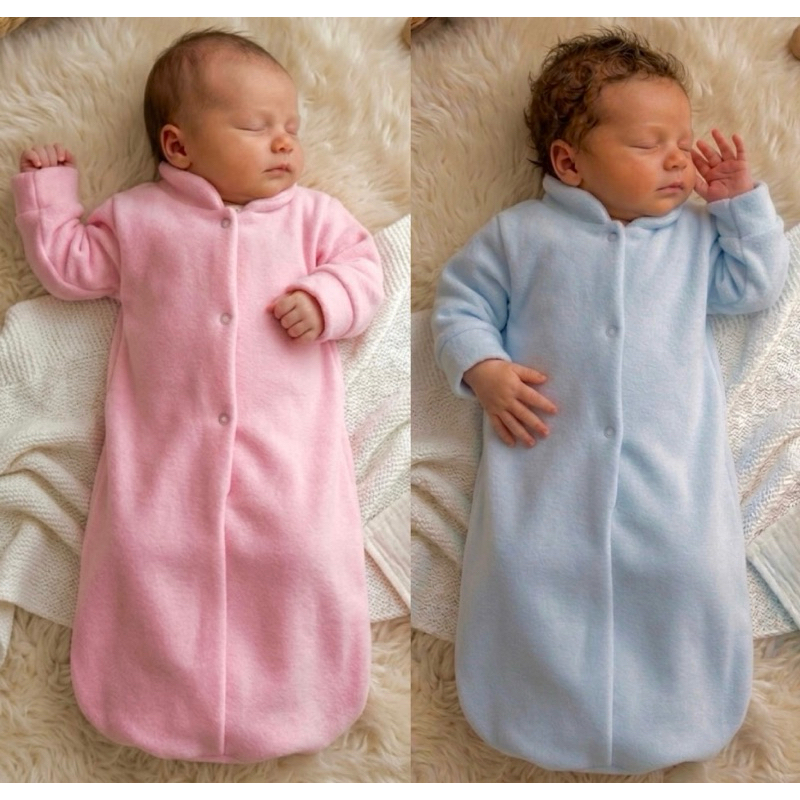 Saquinho De Dormir Bebê Inverno Soft Plush Soft Rosa Manta Com Botão Quentinho Azul Bebe
