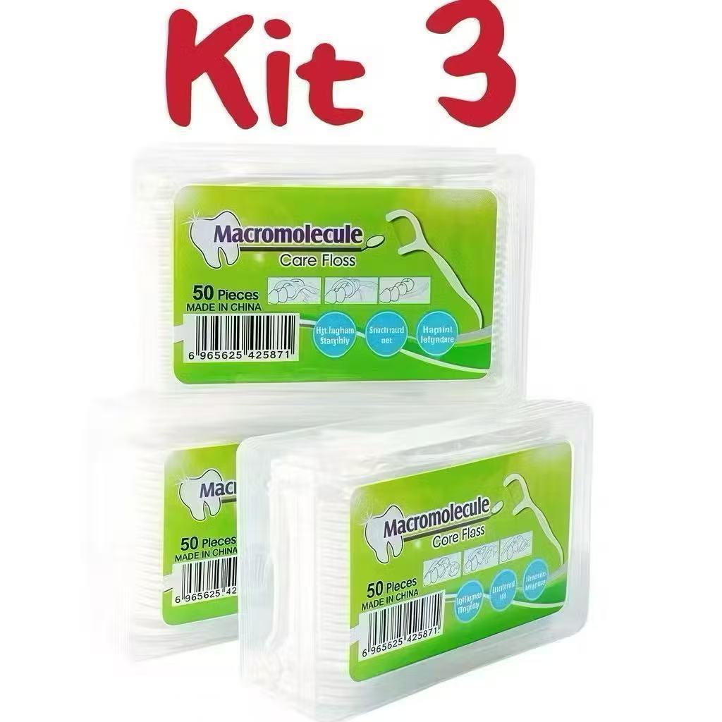 kit 3 caixas  （150 unidades） de fio dental Fio dental ultrafino arqueado