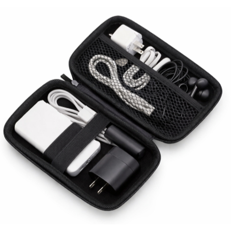 Estojo Case Preto com Zíper e Rede Interna para Acessórios, Fones, Cabos ou Pendrive G