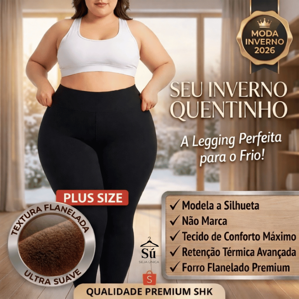Meia-Calça TÉRMICA PLUS SIZE Peluciada Forrada Cintura Alta Não Marca Super Elástica Inverno