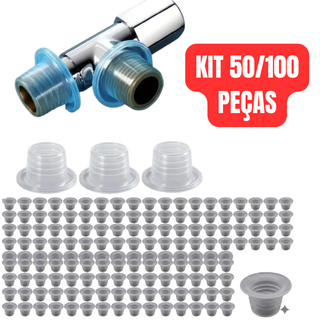 Kit 50/100 Junta Silicone Vedação Torneira Anti Vazamento Unidades Borracha Veda Rosca Registro Água