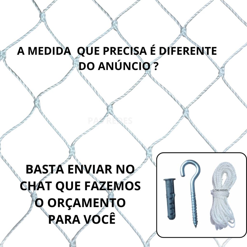 Kit Completo  Tela Polietileno Rede De Proteção Para Janelas, Sacadas, Gatos, Crianças - Diversas Medidas