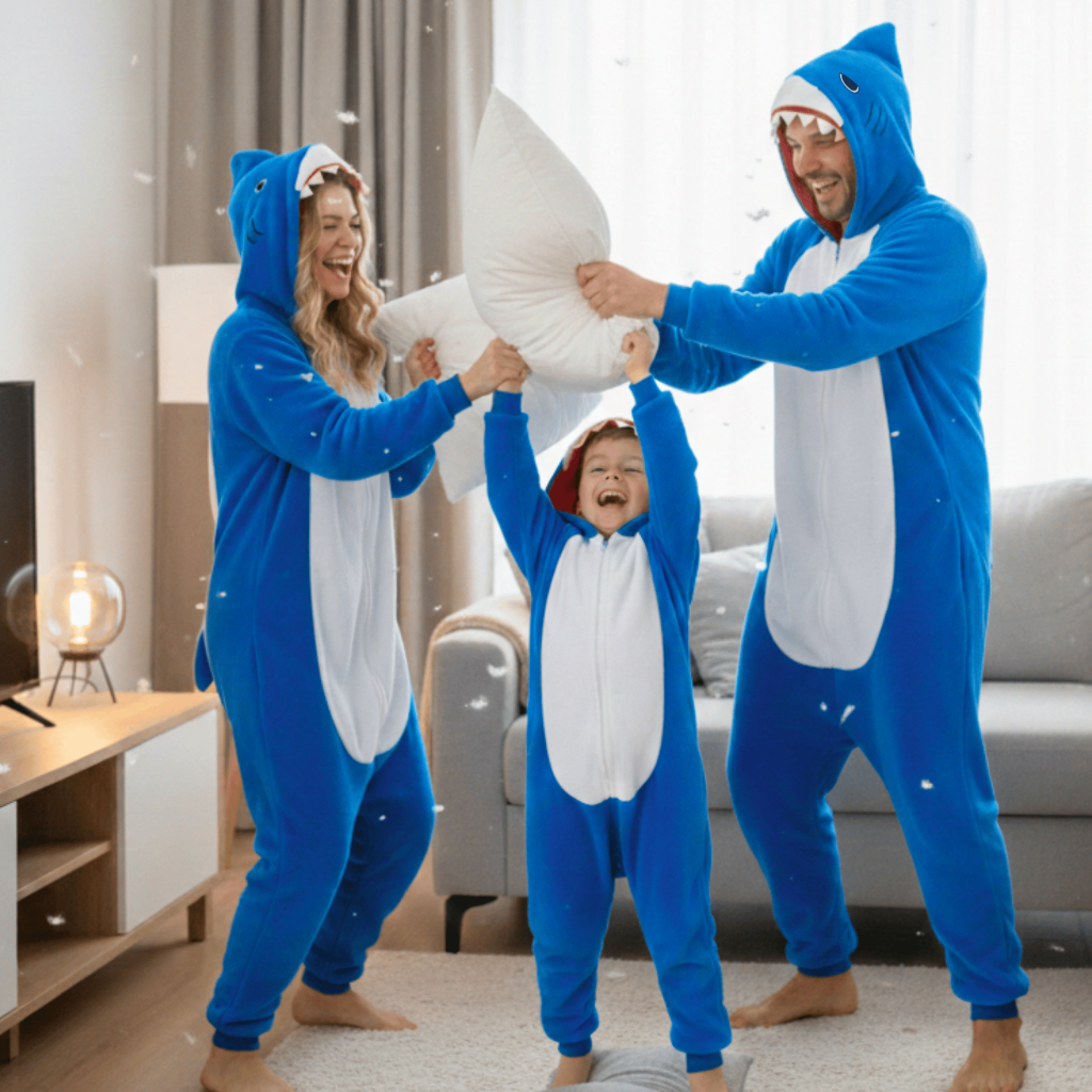 Macacão Pijama Infantil Adulto Tubarão Kigurumi vários personagens