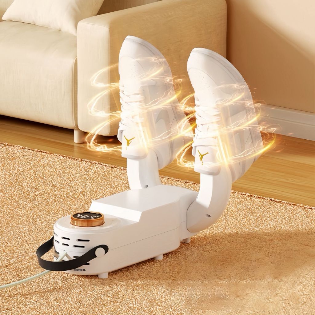 Secador de sapatos elétrico portátil com 4 modos de temporizador de ar elétrico para roupa e sapatos
