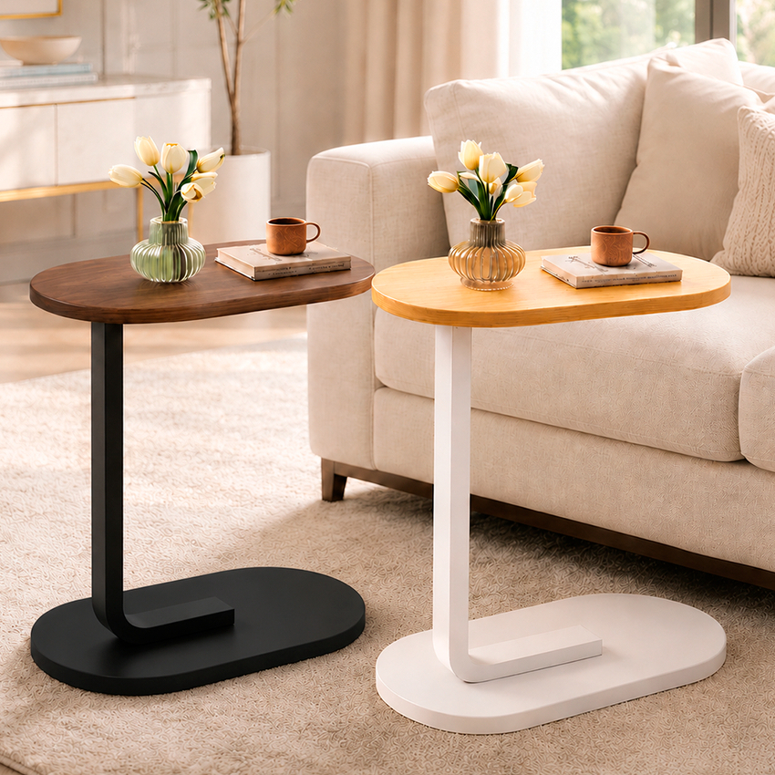 Mesa De Apoio Lateral Para Sofá Cama Notebook Portatil - Base de Ferro e MDF